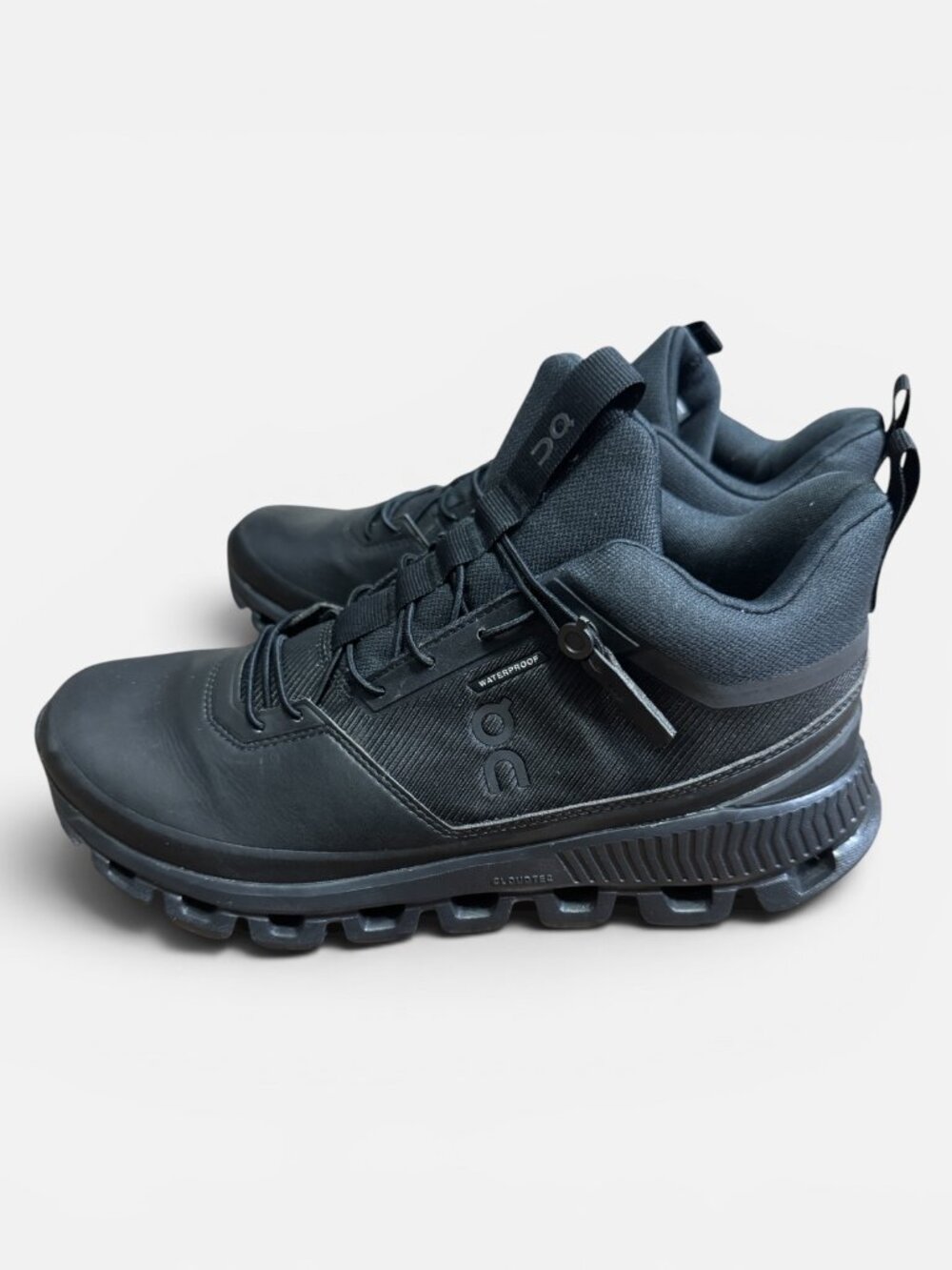 On Cloud Hi Waterproof - All Black High Top Sneakers - Women's 9.5 - Picture 4 of 11
